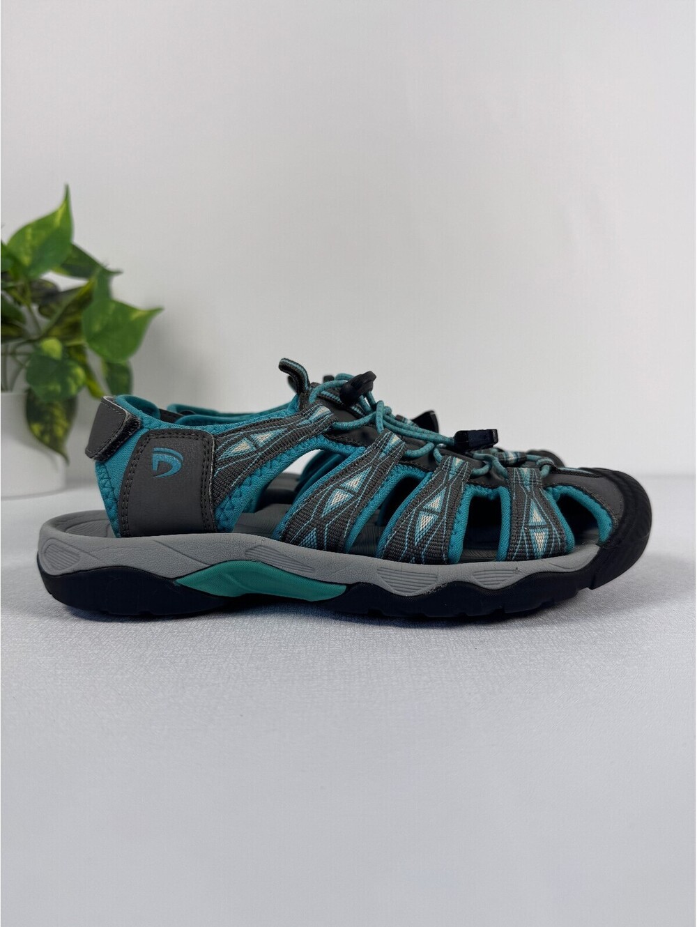 Dannto Women’s Size 7 Closed Toe Hiking Water Sandals Teal Gray Trail Shoes